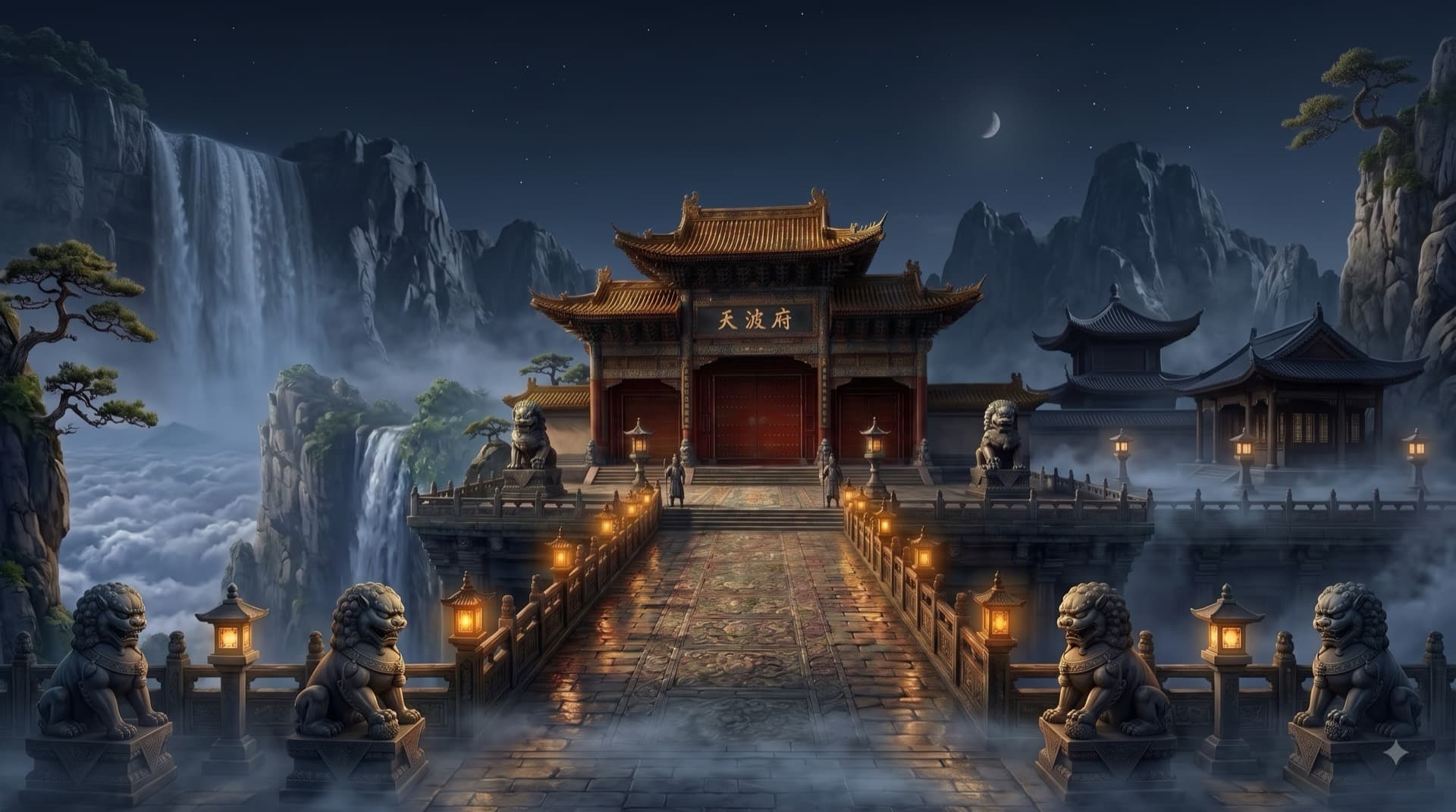 Cổng Thiên Ba Phủ về đêm